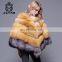 Warm Winter Luxury fox fur With Fluffy Fox Fur Trim Cloak