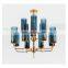 Antique decorative metal pendant blue glass chandelier