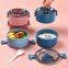 Round plastic bento lunch box container