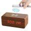 Electronic Sound Control Wireless Charging Smart LED Digital Wooden Bamboo Clock Alarm Calendar Date Time Wood Wireless Charger