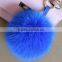 New Arrival Hot Selling 100% Real Fox Fur Pom Pom Leather Key Rings