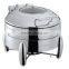 Deluxe restaurant chafing dish, glass butter dish with lid