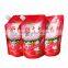 Washing liquid bag with spout
