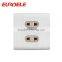 2 gang 2 pin electrical wall socket British standard white aluminum panel