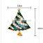 Green Christmas Tree With Gold Pattern Star Brooch
