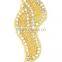 Fashion Handcrafted Gold Iron on Rhinestone Bead Sash Trim for Dress R2702F03