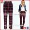 100% Pure Cotton Twin Hip and Back Pockets Baggy Tartan Trousers for Woman