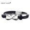 Jewelry wholesale 316L stainless steel super special mens black leather cuff bracelet