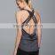 Cross Stripe Back Design For Women Gym Crop Tops Loose Wholesale Fitness Clothing