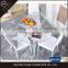White based clean glass round dining table set