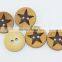 36L(23mm) natural high quality Brown wood button painted star laser engraving on