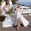 Vestidos De Noiva Sexy See Through Applique Chiffon Beach Wedding Dress With Long Sleeve Side Split Court Train ML231