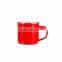 Customer Printed Sublimation Enamel Camping Mug With Stainless Steel Rim/rolled Rim Gift Mug