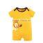 2015 yellow 3d embroidery cartoon lion short sleeve baby boy Infant clothes organic cotton baby rompers