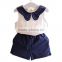 Wholesale Children Cotton and Linen Set Cute Girl Sleeveless Doll Shirt Shorts Two Piece