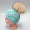 2015 New Year Product Cute Fashion Knit Kids Hats Fur Pom Pom Crochet Baby Hats