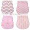 4 Pack Suite Pink Girls Burp Cloths Newborns Baby Gift Organic Cotton Bandana Drool Bibs For Baby