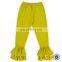 Brown Solid Color Boutique kids Ruffle Leggings fashion design Wholesale Kids Cotton Ruffle Pants set