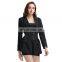 TWOTWINSTYLE Blazer For Women Notched Long Sleeve Patchwork High Waist Black Slim Elegant