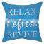Wholesale Embroidery Letter With Blue Background With Piping Cushion Pillow for Outdoor
