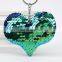 Reflective Peach Heart Cute Key Chains Chain Colorful Sequins Love Bag Car Key Chains For Women Pendant