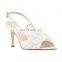 Ladies satin fabric latest boo tie design high heel peep toe sandals shoes women party shoes