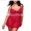 Sexy erotic lingerie plus size pajamas ladies temptation suspender skirt through lace Plus Size Women's Sleepwear