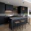 Solid wood kitchen furniture Black matte kitchen cabinets with kitchen island