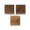 Organic Walnut Dark Wood Small 3-Piece Pot Square Coaster Set