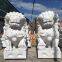 Stone lion manufacturer, white jade carved lion door decoration, finely carved stone lion wholesale