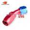 Aluminum oil cooler fitting 45 degree resuable fuel line hose end fitting adaptor blue and red 40-045-06