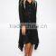 Ladies see through black long sleeve chiffon blouse long blouse