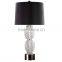 luxury gold cylinder base glass table lamp with beads decor and cylinder fabric shade for home decor