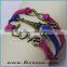 Wholesale women fashion jewerly braided leather infinitely skull bracelet