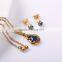 No.1 sale superior quality blue crystal gold plated fancy earrings and necklace