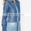 Long sleeve two color block grace blue wash denim shirt