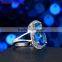 Fashion Big Sapphire Blue Zircon Crystal Ring Party Engagement Exaggerated Wedding Rings for Women Platinum Plated Wedding Ring