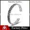 C shape antique silver vintage punk engraved stainless steel bangles