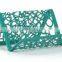 Green Hollow Dot Pattern Metal Punched Decorative Desk Name Card Holder