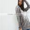 Women Longline Oversized Velvet Hoodie Grey Long Sleeve Pullover Front Pocket Plain Boyfriend Velvet Hoodies