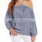 2017 summer new look pullover construction sleeve opening cold shoulder blouse