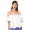 Summer off shoulder short flutter sleeves rickrack latest designer blouses