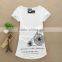 Fashion newest long t shirts arc-shaped extended plain white t shirt