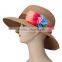 Solid Flower Wide Brim Cloche Fedora Bowler Straw Hat Summer Beach Cap