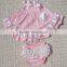 Fluffy Pink Princess Dress with Satin Ruffle Bloomers Children Clothes Set