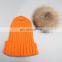 Latest design jumbo natural raccoon fur ball/pompom acrylic winter hats