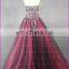 CE814 Exquisite Strapless Sexy Floor Length Dark Red Tulle Evening Gowns Dresses
