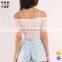 2017 hot new products women pink off shoulder tie blouses