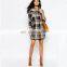 Women Fashion Autumn Cotton Front back buttons pocket long Sleeve Turn-down Collar casual shirt dress