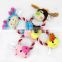 Hot sale fashion colorful pet toy wholesale squeak animals shape dog plush toys